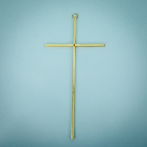 Solid Brass Cross Wall Hanging Decor Decoration Christianity Religious Simple - Picture 1 of 3